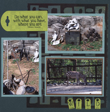 Zoo Africa Scrapbook Layout of Zebras